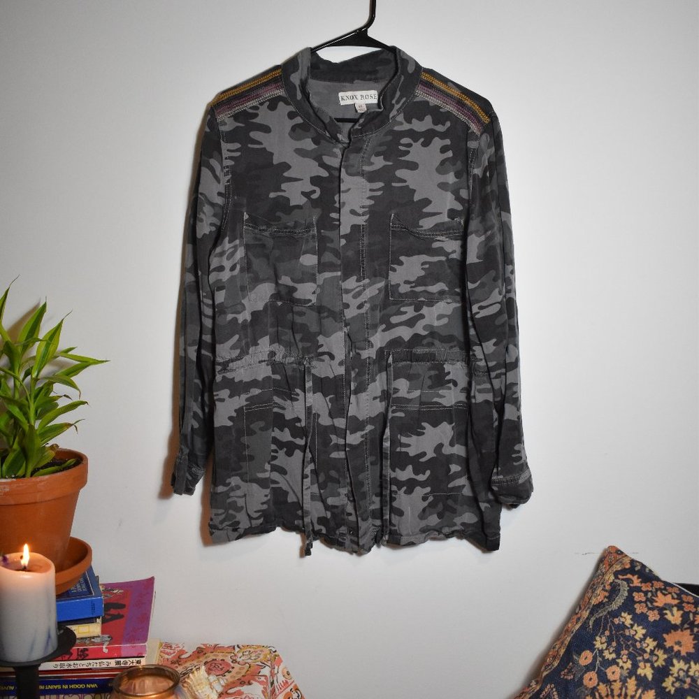Camo-print Jacket With Embroidered Shoulders